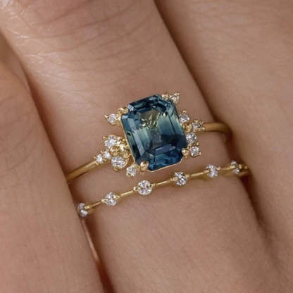 Krystal Blue Shine Sada prstenů | Zlatý