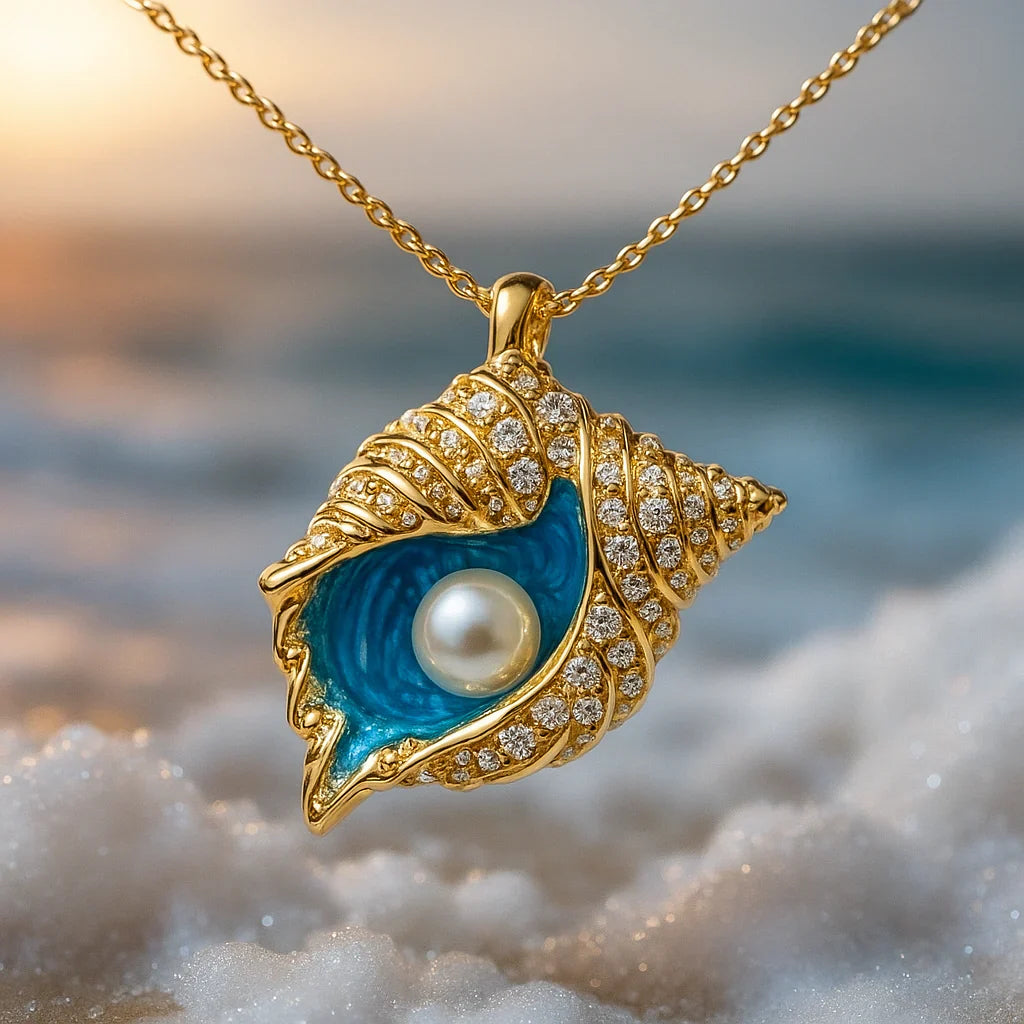 Radiant Perla Seashell Náhrdelník | Zlatý