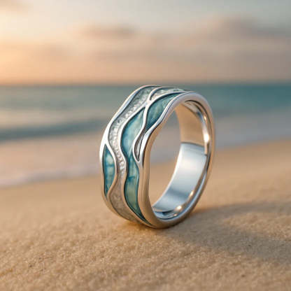 Seasilver Ripple Prsten | Bílé zlato