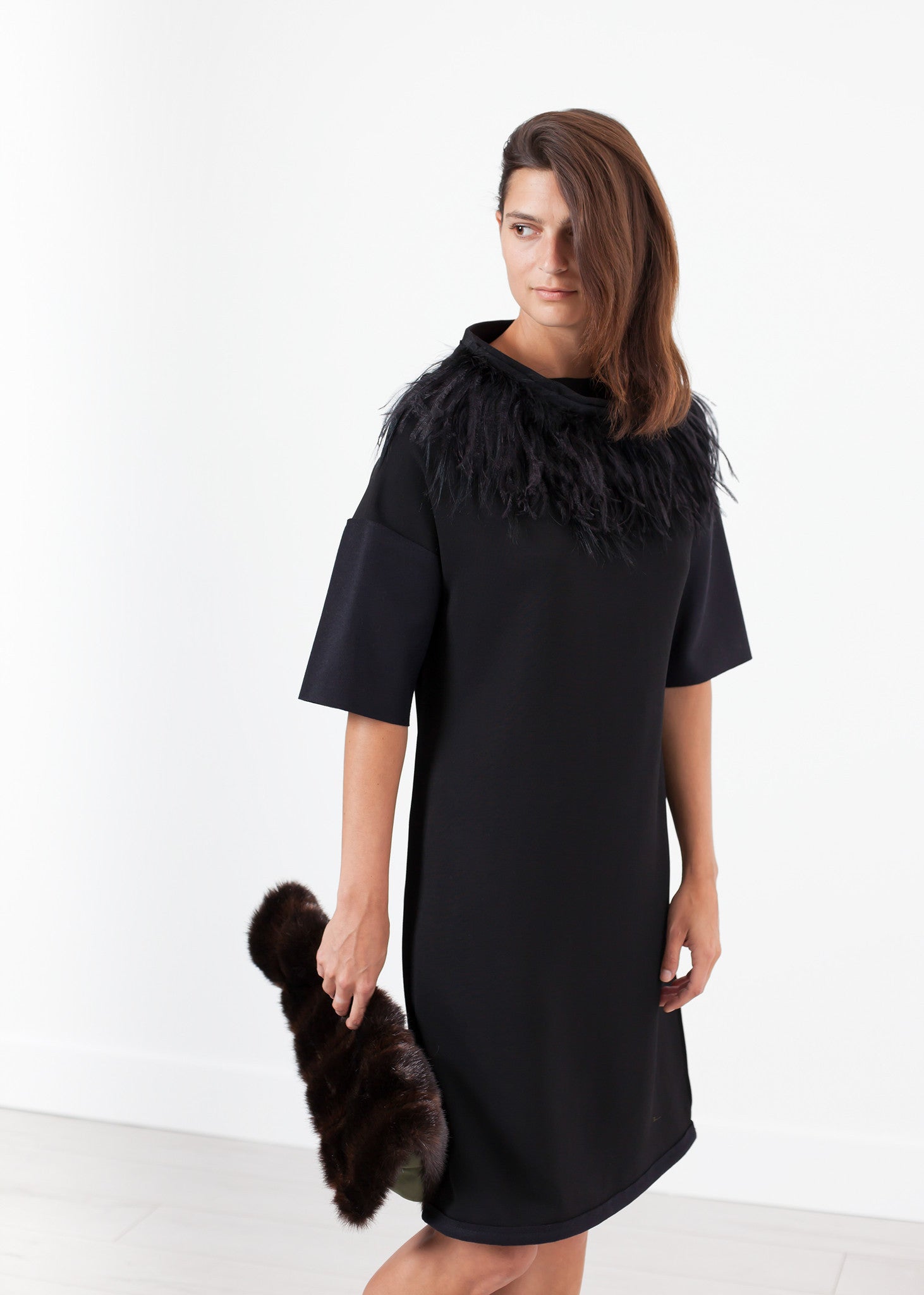 Rowan Lane Women's Ostrich Plume Dress in Black - Rowan Lane London Womenswear