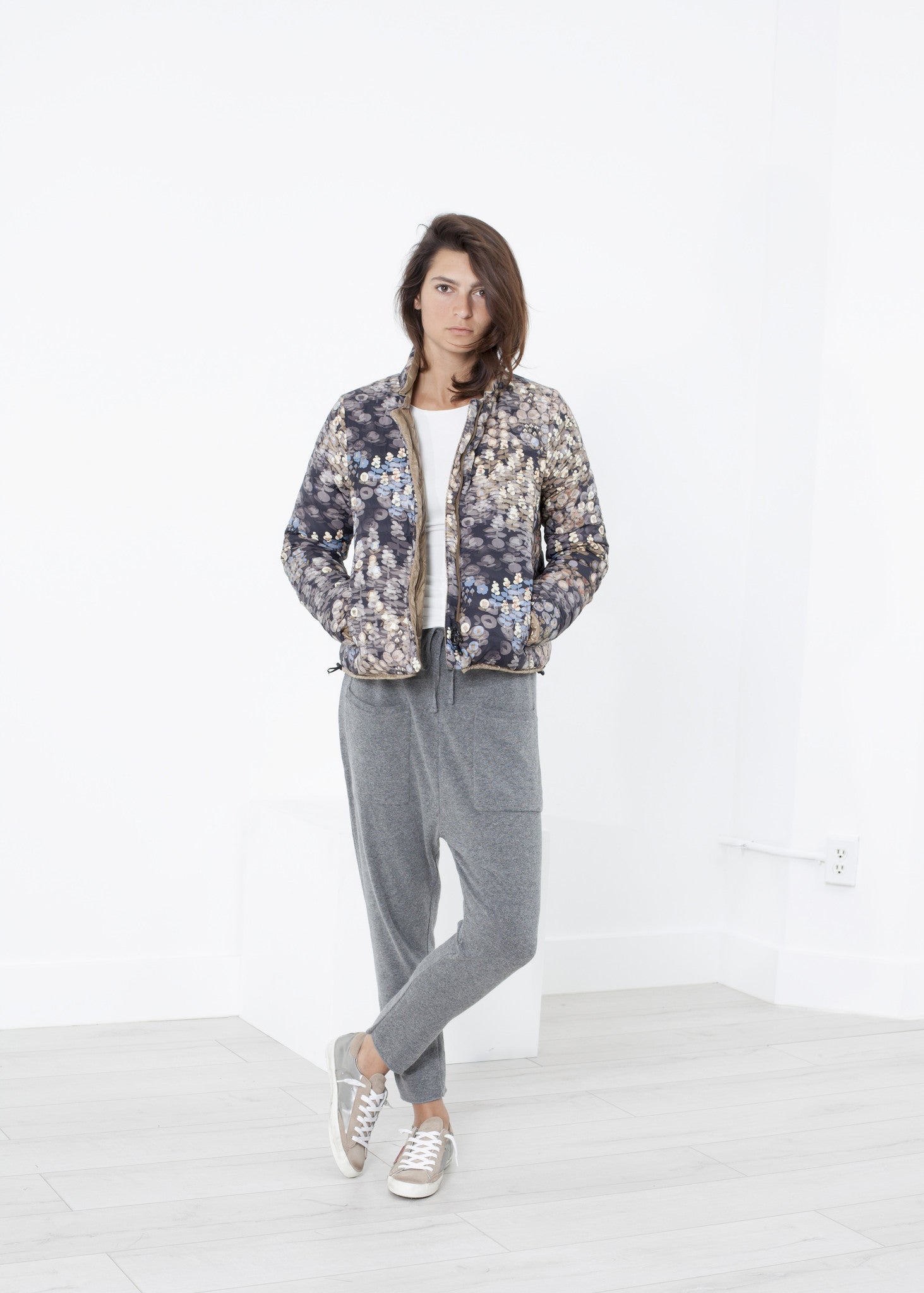Rowan Lane Women's Deione Coat in Graphite Floral - Rowan Lane London Womenswear