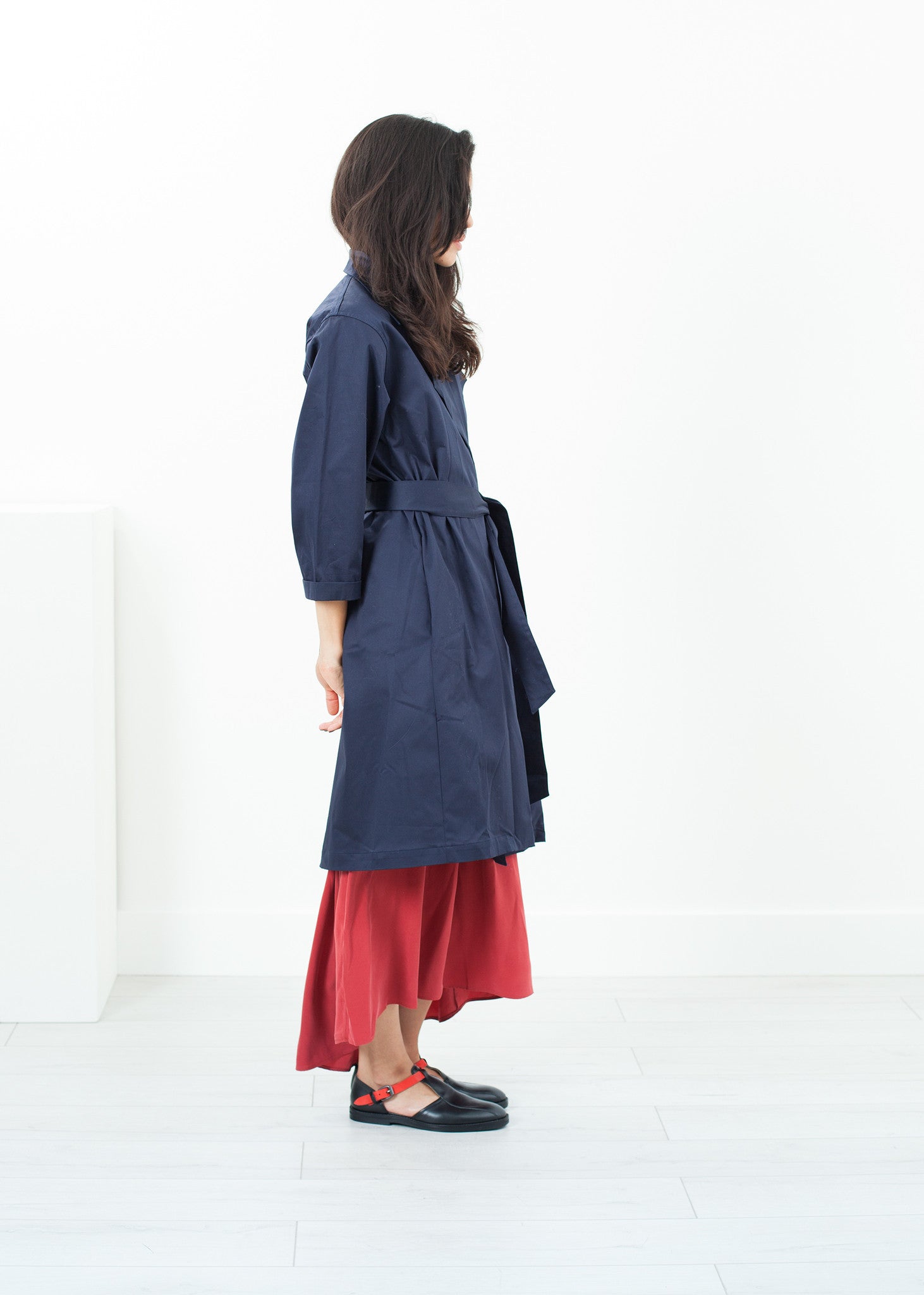 Rowan Lane Women's Sateen Trench in Navy - Rowan Lane London Womenswear