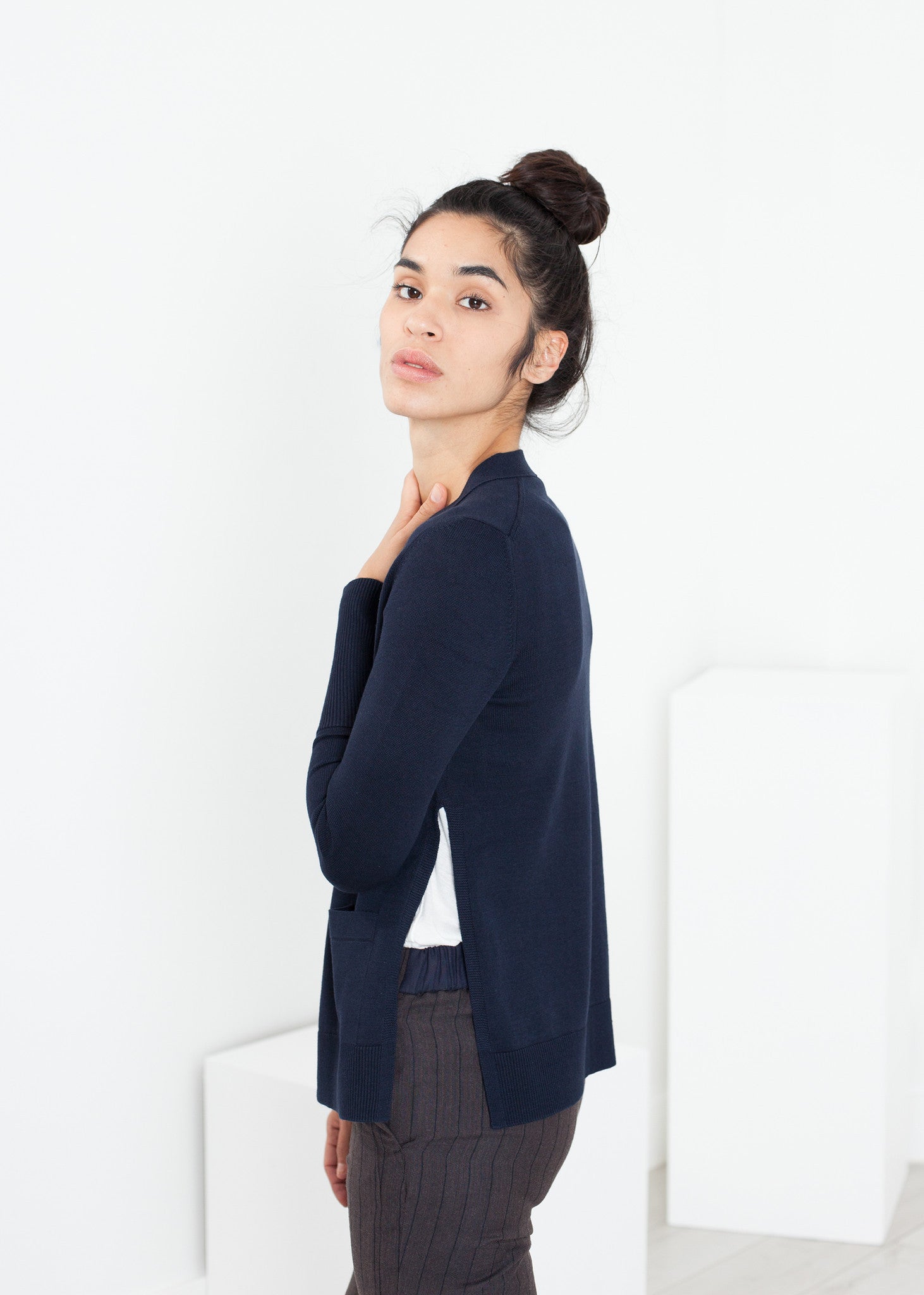 Rowan Lane Women's Square Cardigan in Navy - Rowan Lane London Womenswear