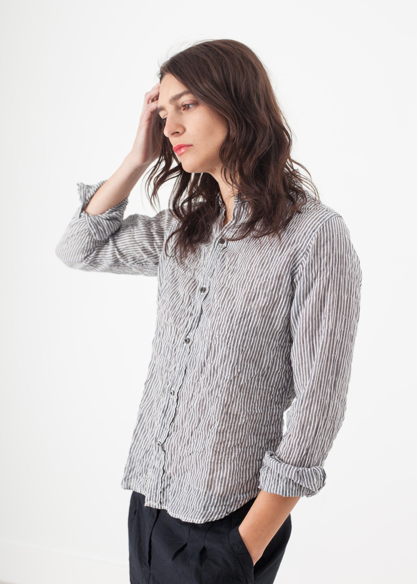 Rowan Lane Women's Boy Shirt in Pin - Rowan Lane London Womenswear