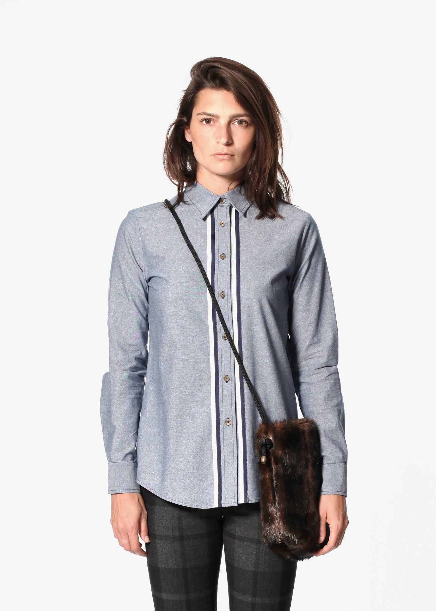 Rowan Lane Women's Chambray Boyfriend Shirt in Blue - Rowan Lane London Womenswear