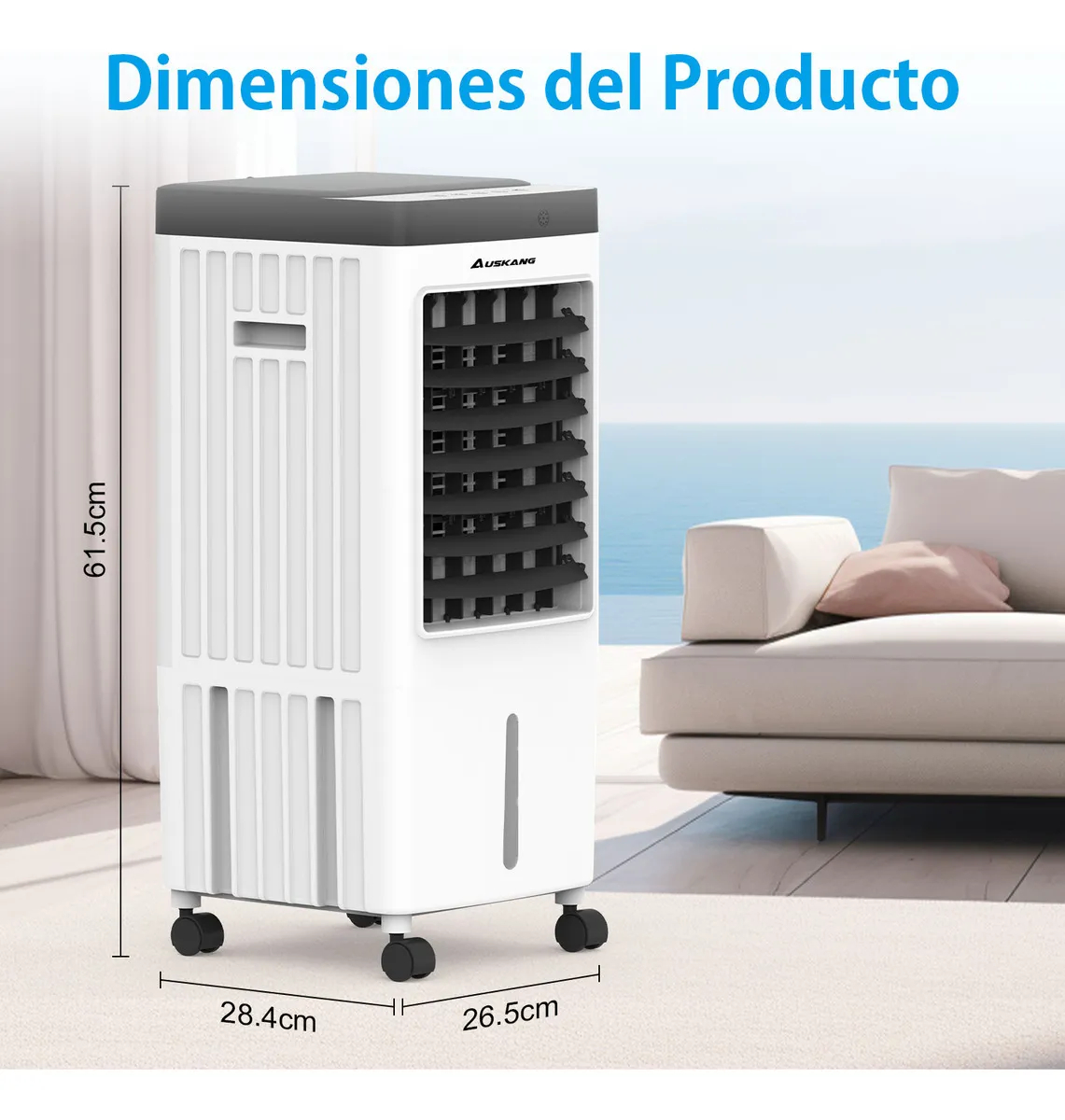 Auskang Aire Acondicionado Portátil 10L - 4 en 1 Enfriador de Aire,Ventilador de Frío Portátil Silencioso con 3 Cajas de Hielo,Control Remoto y Temporizador para Dormitorio Habitación Oficina