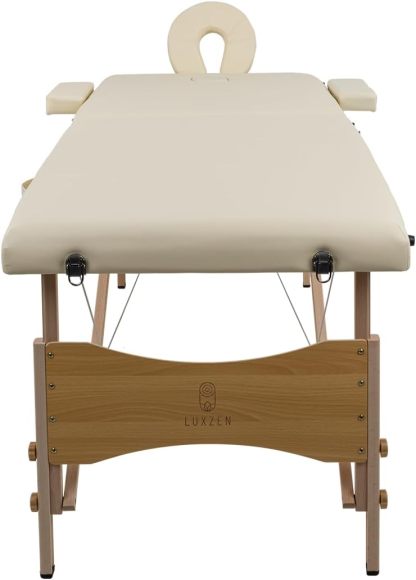 LUXZEN - Cama para Masajes Portatil Plegable Profesional con Estuche y Altura Ajustable Camilla Fisioterapia Ideal para Tatuar SPA Quiropraxia o Facial (Extra Grande 85cm Ancho) (Beige)