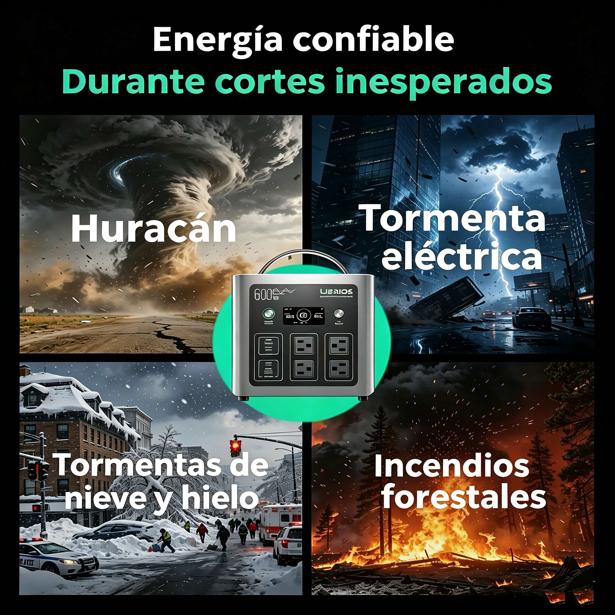 Estación de energía portátil LIBRIDS C600: respaldo para el hogar, camping y cortes de luz; generador solar con batería LiFePO4 de 640 Wh, 8 puertos y carga ultrarrápida (0-80 % en 1 hora); fuente de energía de emergencia, ideal para viajes, autocaravanas