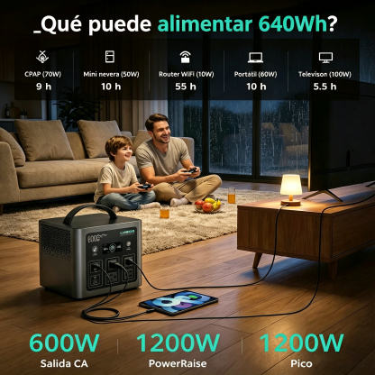 Estación de energía portátil LIBRIDS C600: respaldo para el hogar, camping y cortes de luz; generador solar con batería LiFePO4 de 640 Wh, 8 puertos y carga ultrarrápida (0-80 % en 1 hora); fuente de energía de emergencia, ideal para viajes, autocaravanas
