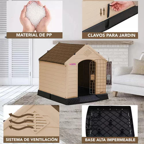 Casa Para Perro Exterior Con Puerta Raza Grande 99cm Qperrón