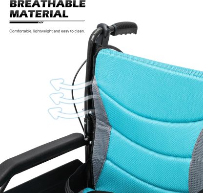 Monicare - Silla de ruedas para adultos con reposapiés abatible y frenos de mano con cierre de bucle, silla de rueda de asiento de 17.5 pulgadas, rueda trasera de 15 pulgadas, ligera, ultraligera,