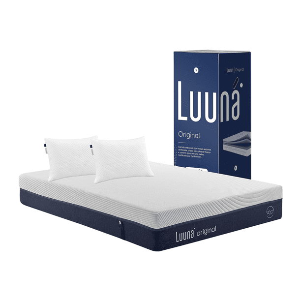 Colchón Luuna Original y 2 Almohadas Ajustables Luuna, Memory Foam, Colchón en Caja blanco Matrimonial