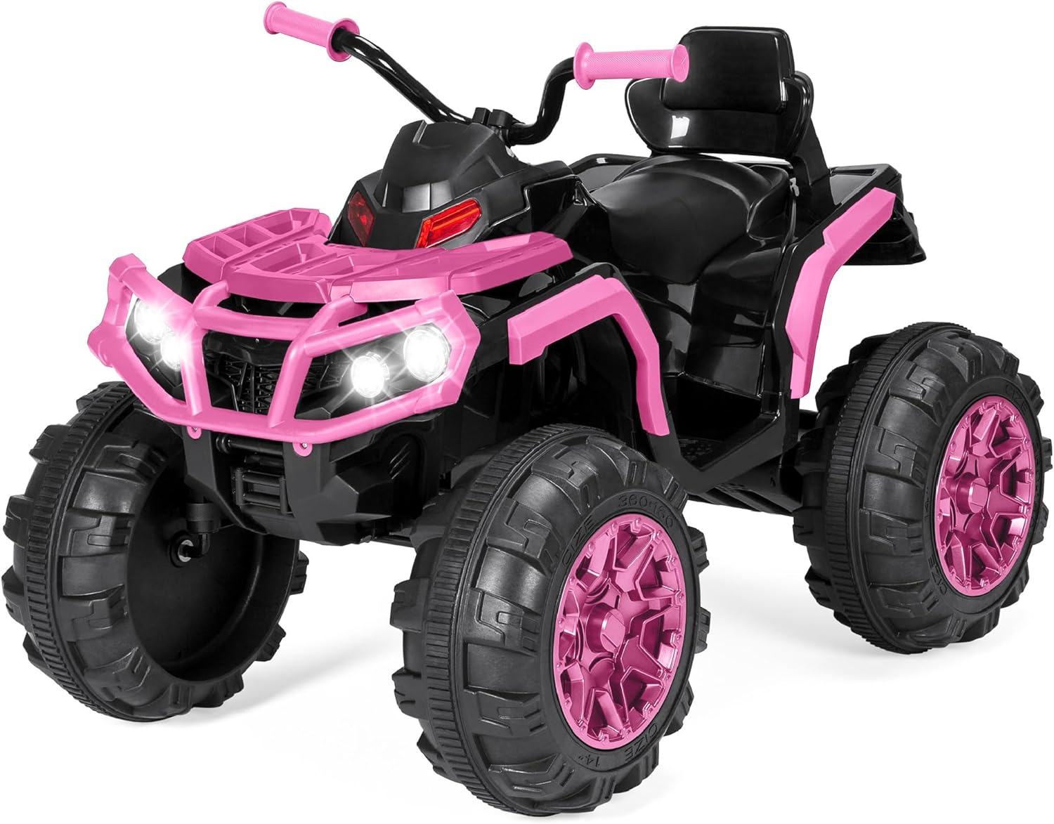Best Choice Products 12V ATV eléctrico para niños de 4 ruedas con audio Bluetooth, velocidad máxima de 3.7 mph, neumáticos con banda de rodadura, faros LED, radio, color negro