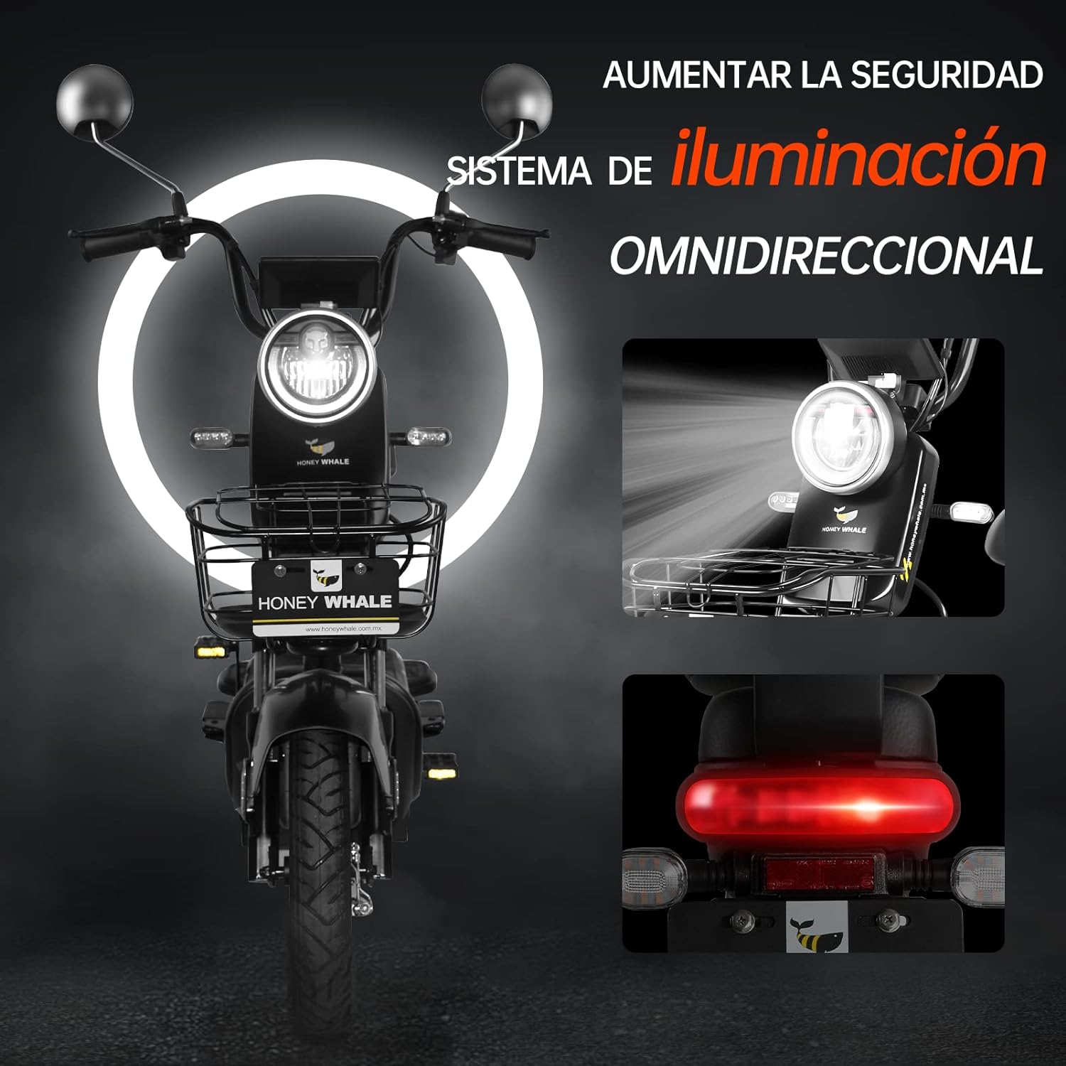 HONEYWHALE KC-Cool Bicicleta Electrica para Adultos, Bicimoto Eléctrica con Alarma, Máxima del Motor 700W, Velocidad Máxima 45KM/H, Autonomía 55-60KM, Baterías de Gran Capacidad 20AH