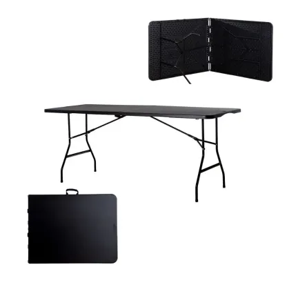 Paquete de 4 Mesas Plegables Blancas 180 cm para Eventos y Fiestas Cómodas y Prácticas