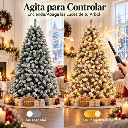 【11 modos de iluminación】 Árbol de Navidad artificial YITAHOME (disponible en 4,5 / 6 / 7,5 / 9 pies) con puntas de PVC y luces de color blanco cálido; ideal para la decoración del hogar o la oficina.