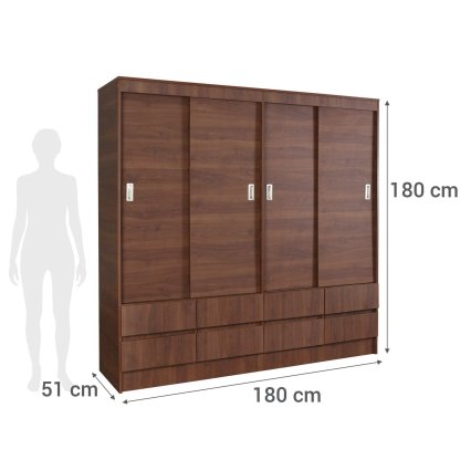 Clóset Maule 4 Puerta(s) 2 Repisa(s) 180x180x51 cm Cerezo
