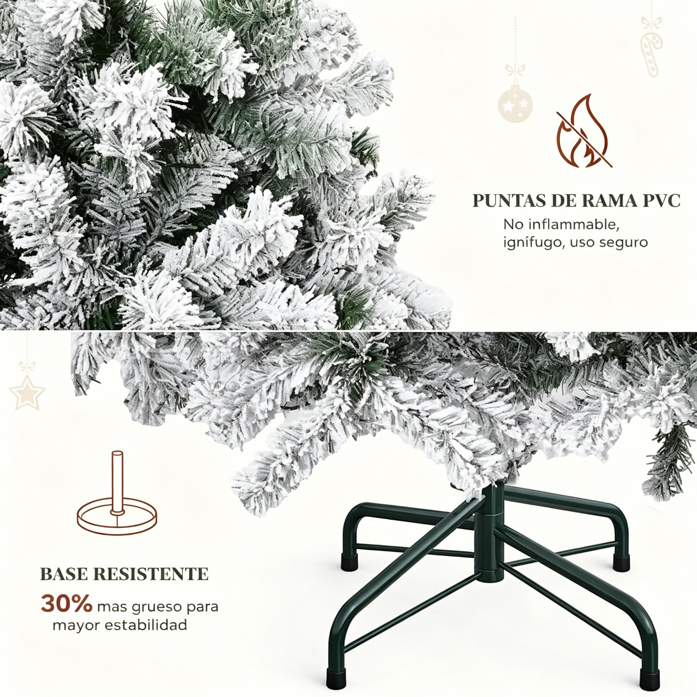 【11 modos de iluminación】 Árbol de Navidad artificial YITAHOME (disponible en 4,5 / 6 / 7,5 / 9 pies) con puntas de PVC y luces de color blanco cálido; ideal para la decoración del hogar o la oficina.