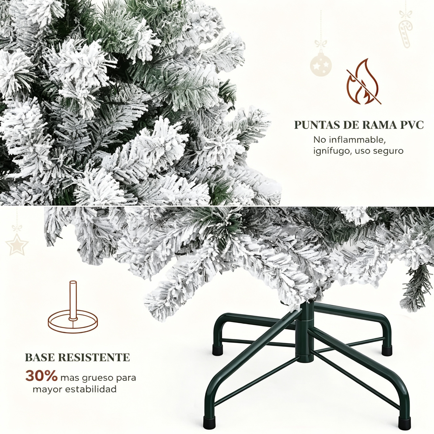 【11 modos de iluminación】 Árbol de Navidad artificial YITAHOME (disponible en 4,5 / 6 / 7,5 / 9 pies) con puntas de PVC y luces de color blanco cálido; ideal para la decoración del hogar o la oficina.
