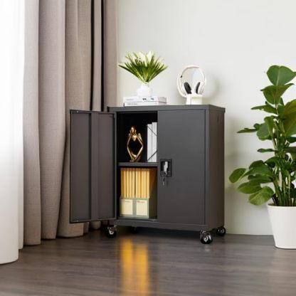 GREATMEET - clóset de almacenamiento de pared de metal con cerradura,armarios de almacenamiento de metal blanco con 1 estante ajustable y 2 puertas,gabinete de acero,desmontar H27.95 White
