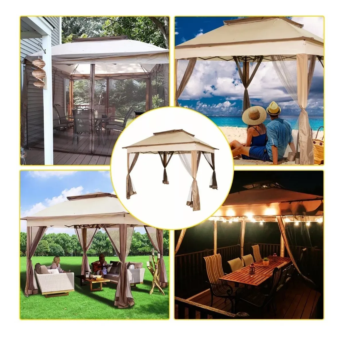 Toldo de tienda impermeable plegable reforzado Vevor 3,3 m * 3,3 m