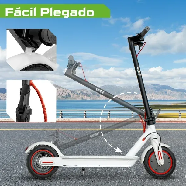 Scooter Eléctrico Monopatin Plegable E-Be 30km Luz Led 350w Blanco
