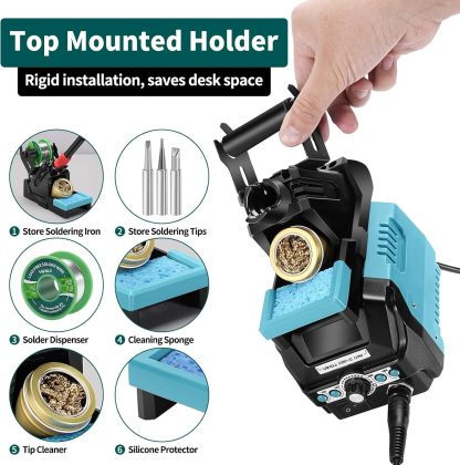 YIHUA 939D+ III EVO Kit de estación de soldador digital de 110 W de alta potencia con visualización LCD, 4 canales de memoria, modo de suspensión, calibración digital, cable de soldadura, manos