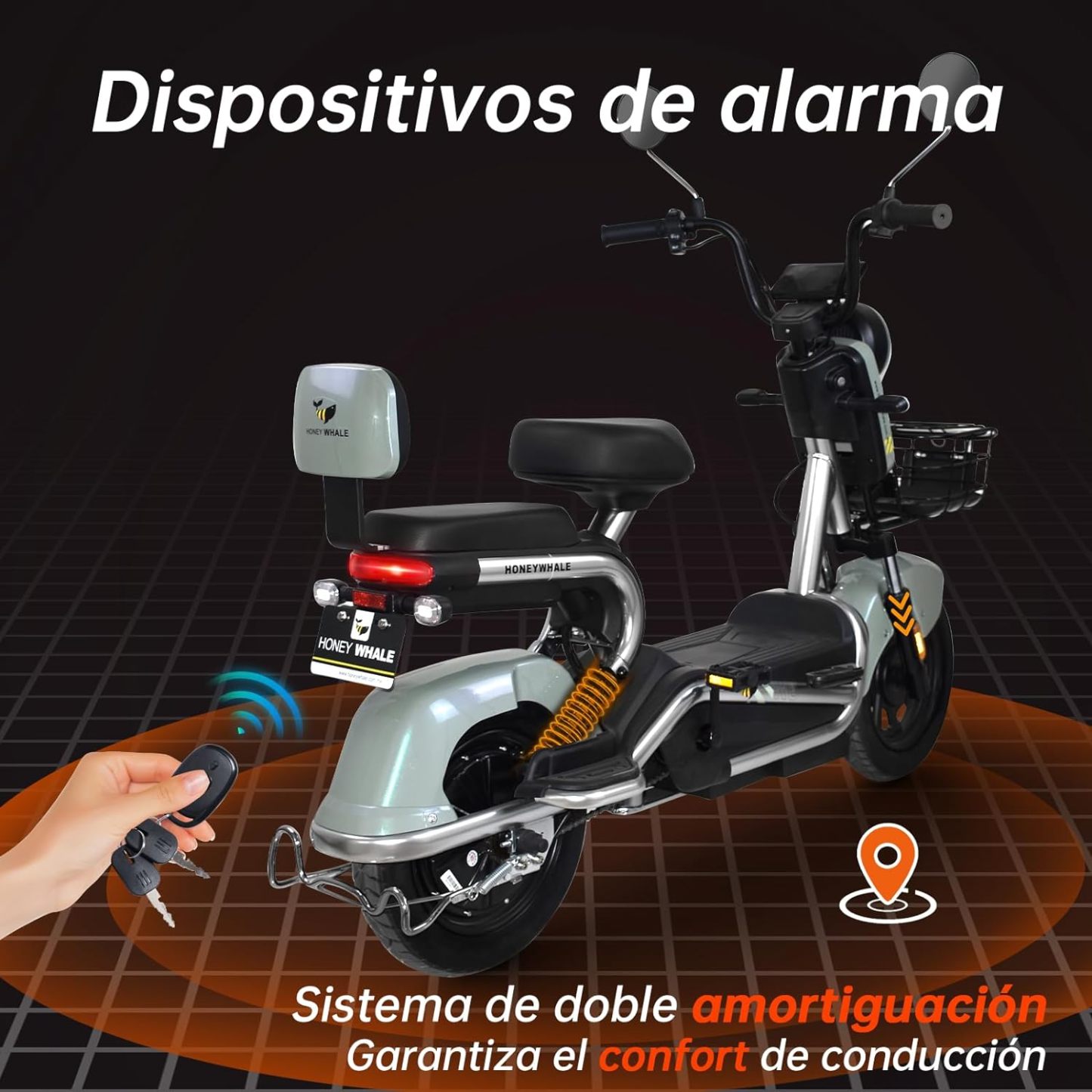 HONEYWHALE KC-Cool Bicicleta Electrica para Adultos, Bicimoto Eléctrica con Alarma, Máxima del Motor 700W, Velocidad Máxima 45KM/H, Autonomía 55-60KM, Baterías de Gran Capacidad 20AH