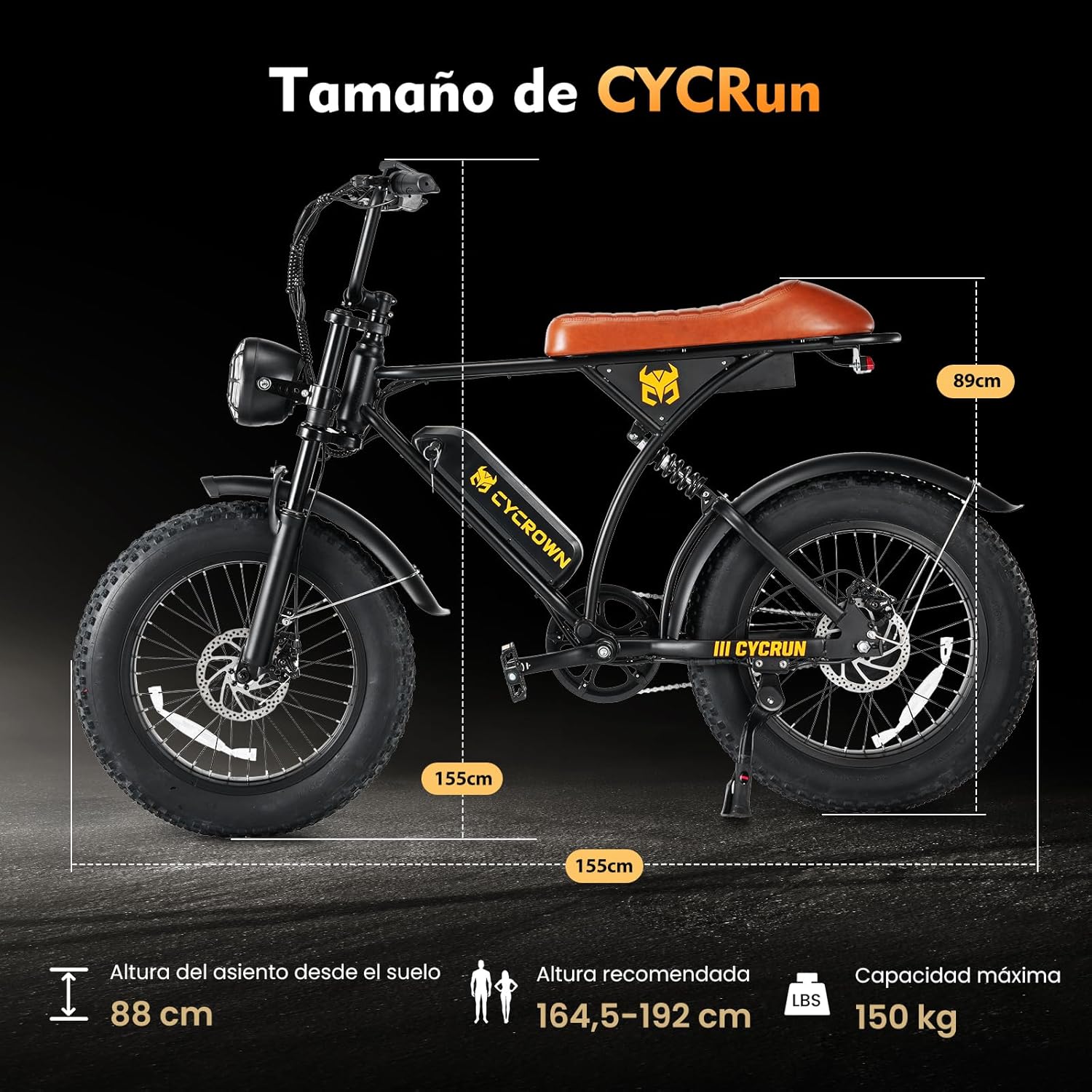 CYCROWN CycRun Bicicleta Electrica para Adultos, Moto Electrica con Potencia Máxima del Motor 1000W,Autonomía 70-90KM, Velocidad de 35KM/H, con 20" Neumático Moto Bicicleta de Montaña