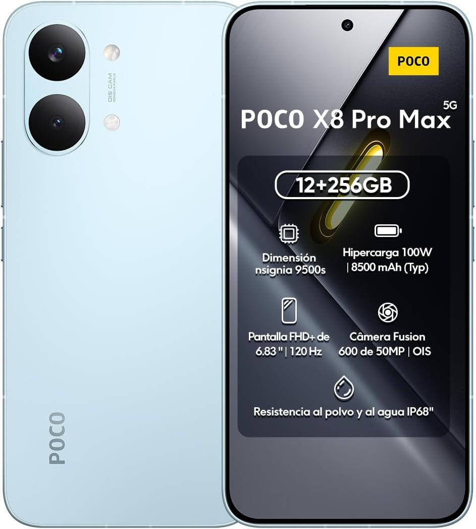 Celular Poco X8 Pro MAX Global 12GB RAM 256GB ROM, Procesador Dimensity 9500s, Pantalla AMOLED 6.83" 120Hz, Cámara 50MP, Batería 8500mAh y Carga Rápida 100W