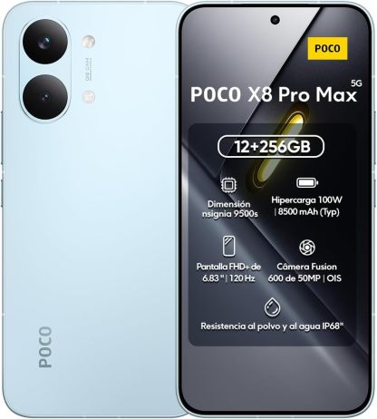 Celular Poco X8 Pro MAX Global 12GB RAM 256GB ROM, Procesador Dimensity 9500s, Pantalla AMOLED 6.83" 120Hz, Cámara 50MP, Batería 8500mAh y Carga Rápida 100W