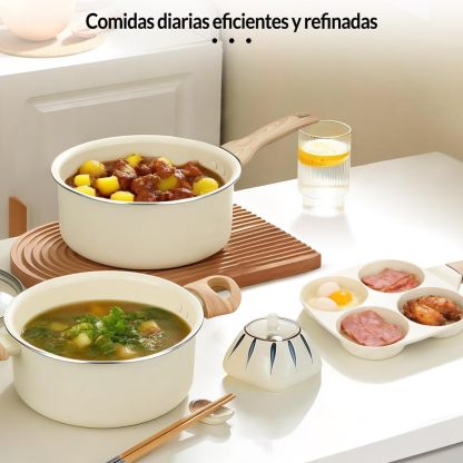 Sartenes Antiadherentes 18 Piezas, Bateria de Cocina, Juego de Sartenes de Induccion, Juego de Ollas y Sartenes, Fácil Limpieza, con Sartenes libres de PFOS y PFOA, Apto Para Todas Las Estufas
