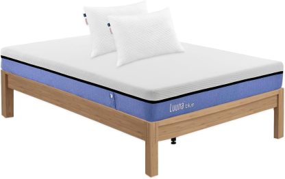Colchón Luuna Blue + 1 base de cama + 2 almohadas ajustables de espuma viscoelástica
