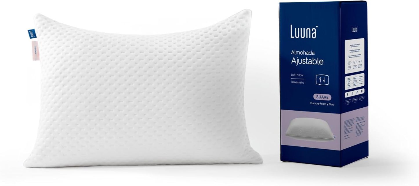 Colchón Luuna Blue + 1 base de cama + 2 almohadas ajustables de espuma viscoelástica