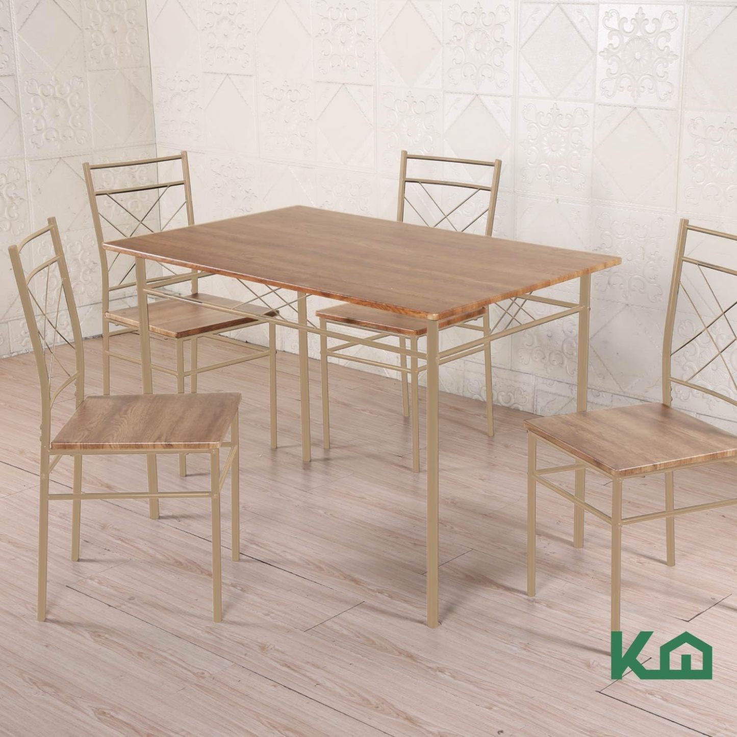 Kingshouse | Mesa de Comedor con 4 Sillas – Mesa de Madera MDF para 4 Personas – Estructura metálica – Moderna Minimalista – Juego de Mesa + 4 Sillas – Muebles para Cocina Restaurante y Cafeterías