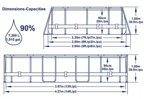 Alberca estructural ovalada Bestway 56622 con capacidad de 7250 litros de 4.27m de largo x 2.5m de ancho con Bomba y Escalera