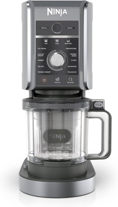 Ninja NC501 CREAMi Deluxe 11 en 1 helados y helados para helados, sorbetes, batidos, bebidas congeladas y más, 11 programas, perfecto para niños, plata, 11 funciones + (2) pintas de 24 onzas