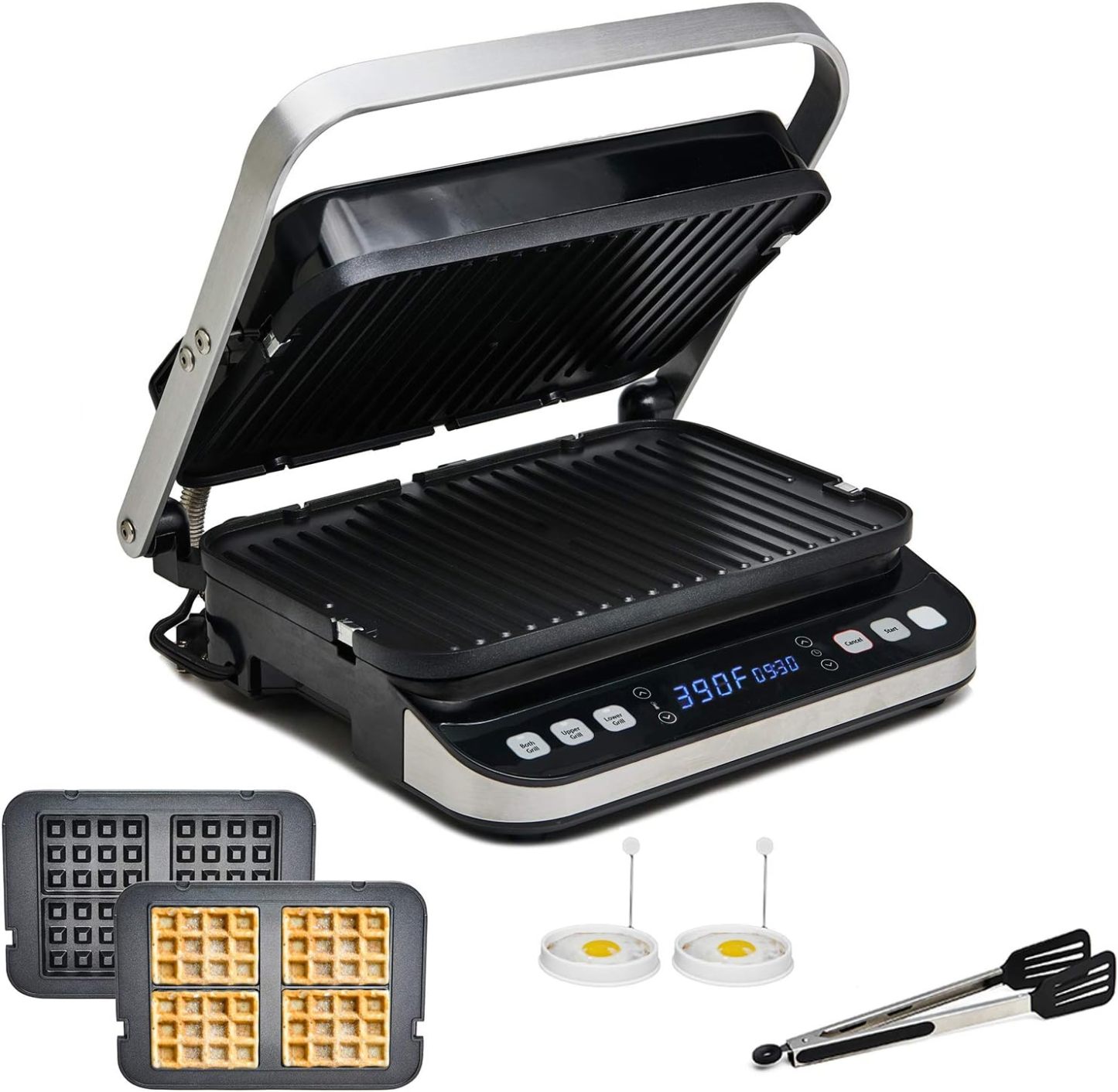 Yedi Paquete Total Parrilla digital 6 en 1, máquina para hacer waffles, prensa para panini, plancha estilo tempanyaki, con kit de accesorios de lujo
