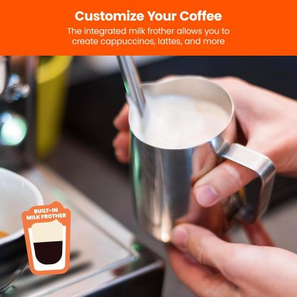 Chefman - Máquina de café espresso , Prepare espresso, capuchinos, lattes y más con calidad de una cafetería, depósito de agua de 1,8 litros, acero inoxidable