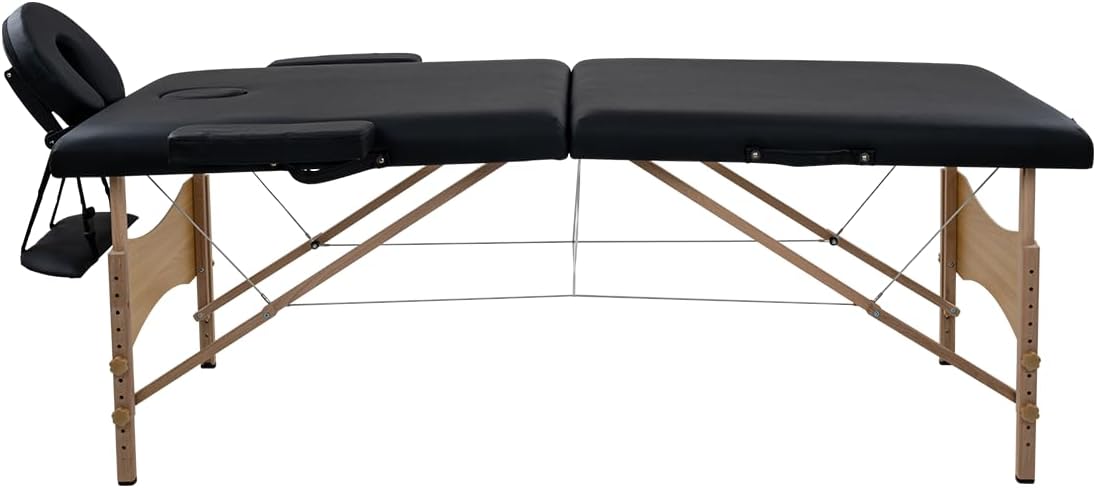LUXZEN - Cama para Masajes Portatil Plegable Profesional con Estuche y Altura Ajustable Camilla Fisioterapia Ideal para Tatuar SPA Quiropraxia o Facial (Extra Grande 85cm Ancho) (Beige)