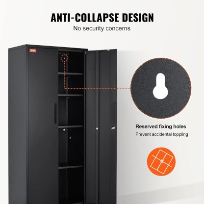 Metal Storage Cabinet with Wheels, 75'' Locking Steel Storage Cabinet with 2 Magnetic Doors and 4 Adjustable Shelves for Office, Garage, Home