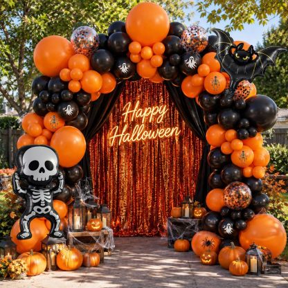 Halloween Balloon Arch Kit, Bat & Skeleton Foil Balloons