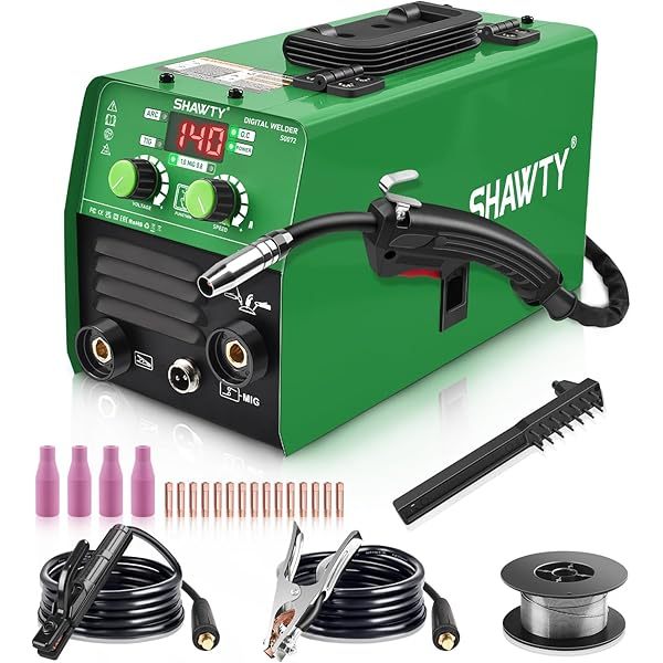 Juego De Soldadora Inversora Portatil, MIG MMA TIG 3 En 1,LCD 140A 110V, Control De Alimentación De Alambre, IGBT Soldadora Inversora Para Soldadura Industrial, Mantenimiento Doméstico