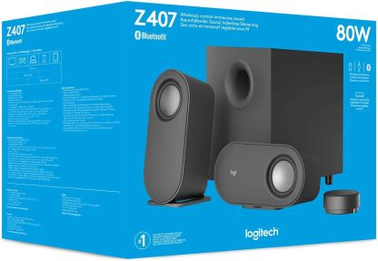 Logitech Z407 Bocinas Bluetooth para Ordenador con Subwoofer y Control inalámbrico, Sonido inmersivo, Audio Premium con Varias entradas, Altavoces USB - Negro