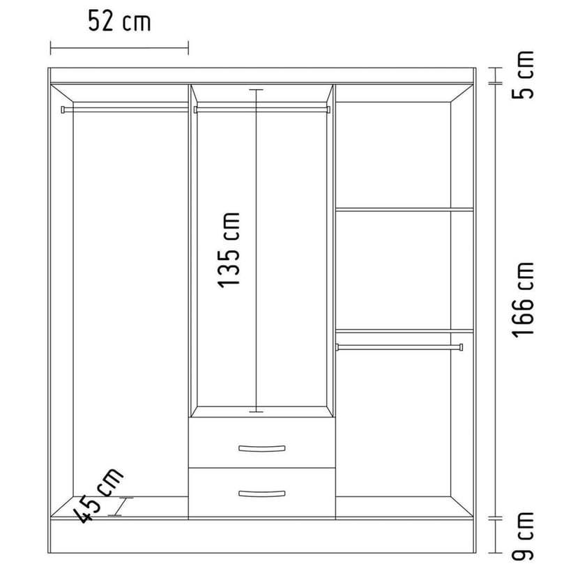 Closet Caoba 6 puertas 2 cajones