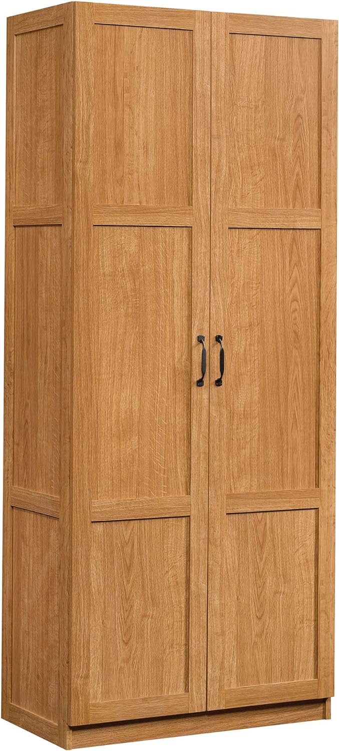 Sauder - Armarios de Almacenamiento Diversos para despensa, Longitud: 75,2 cm x Ancho: 40,9 cm x Alto: 180,6 cm, Acabado de Roble Highland