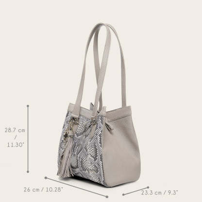Bolso tote en piel genuina de pitón para dama