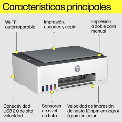 HP Impresora Multifuncional Smart Tank 585, Tinta Continua, Color, Wi-Fi, Dúplex (Doble Cara) Manual, Impresión Desde Smart App, hasta 2 años de Garantía* (1F3Y4A)
