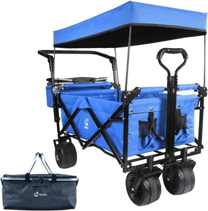 Bicicleta plegable resistente con parte superior extraíble, ruedas grandes de 4 pulgadas, frenos, mango ajustable, bolsa refrigeradora para jardín y playa al aire libre