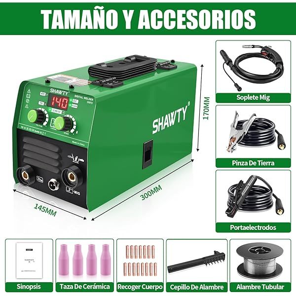 Juego De Soldadora Inversora Portatil, MIG MMA TIG 3 En 1,LCD 140A 110V, Control De Alimentación De Alambre, IGBT Soldadora Inversora Para Soldadura Industrial, Mantenimiento Doméstico